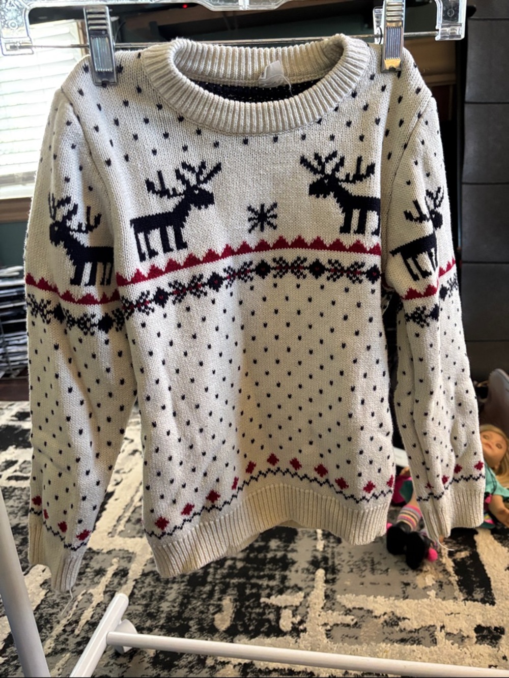 Cream Reindeer Knit Sweater - Women